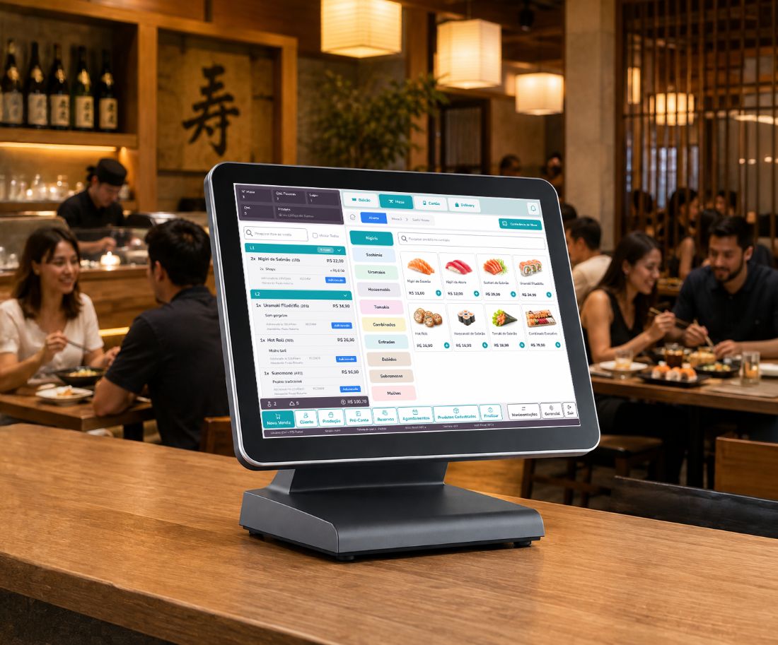 Sistema da Altec no balcão do restaurante japonês
